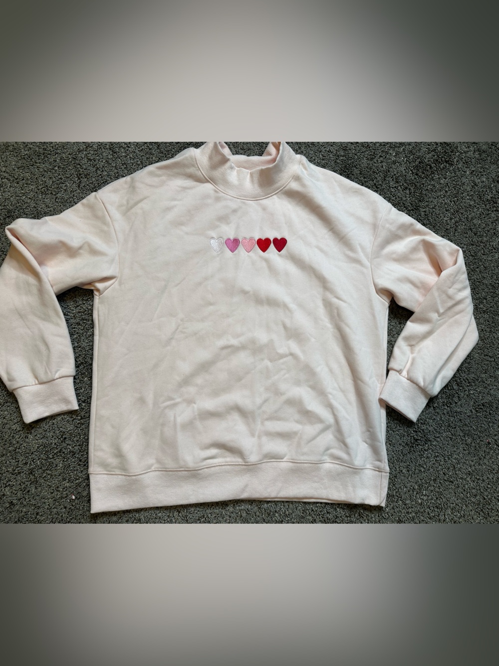 25 ptp NEW boutique Women's Light Pink Heart Embroidered Sweatshirt